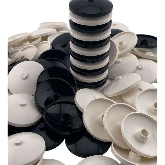 Lego Round Black & White Specialty Cap Plates 2x2 - 75 Pcs - A514 - Picture 1 of 10